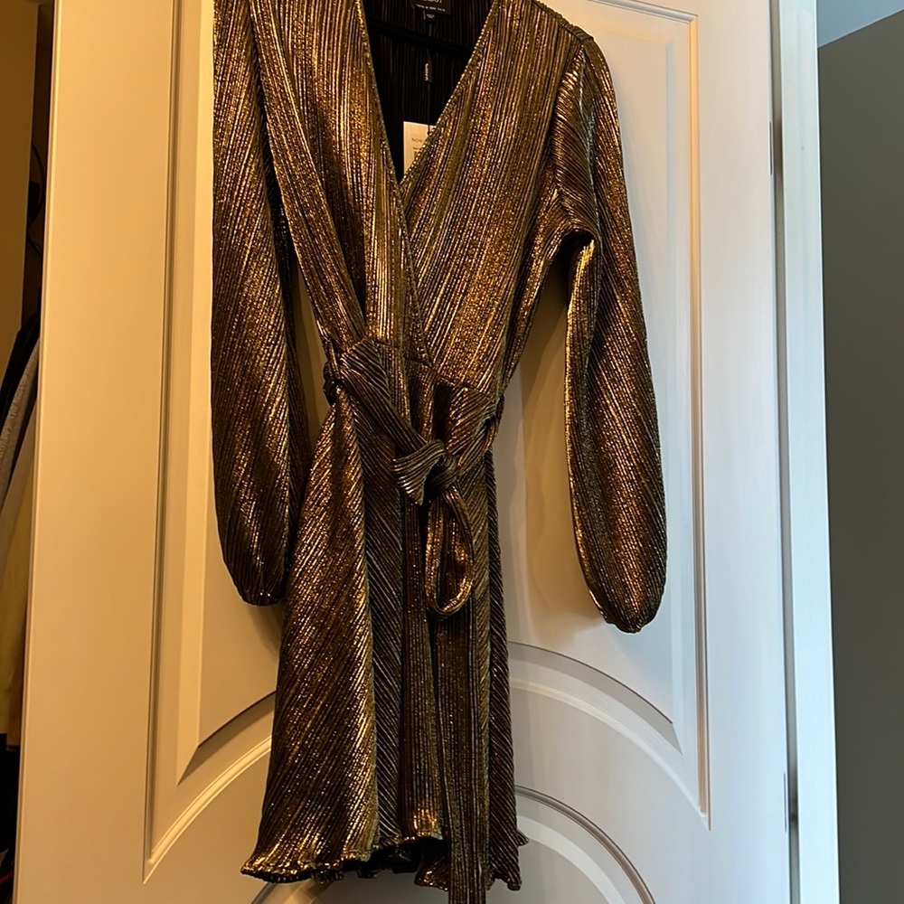 Bardot metallic gold dress